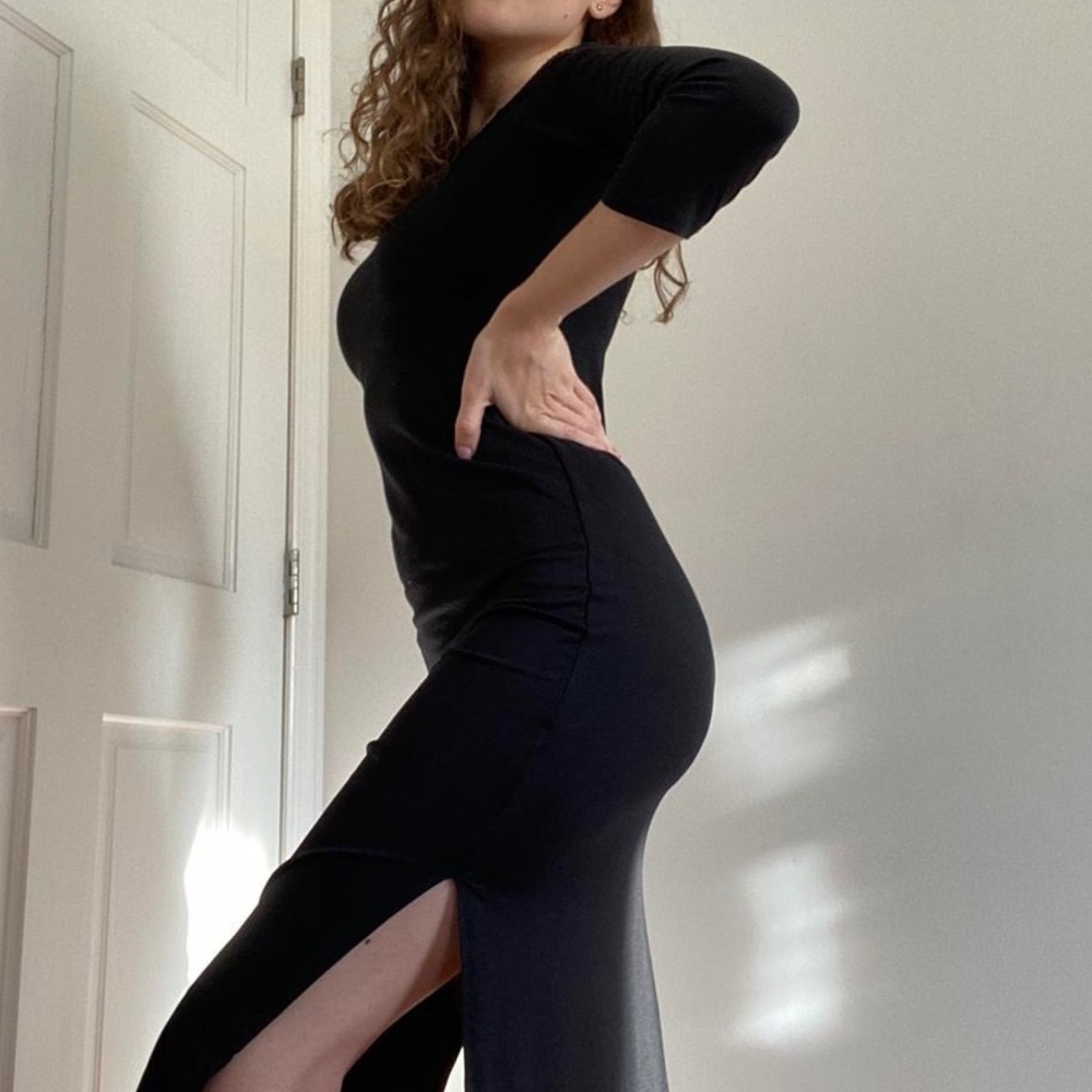 Fashion Nova midi black dress